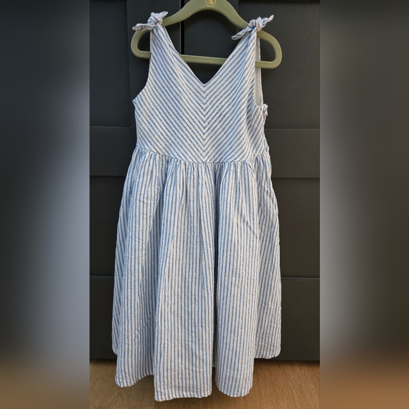Hope And Henry Striped Blue and White Girl's Dress - Picture 1 of 3